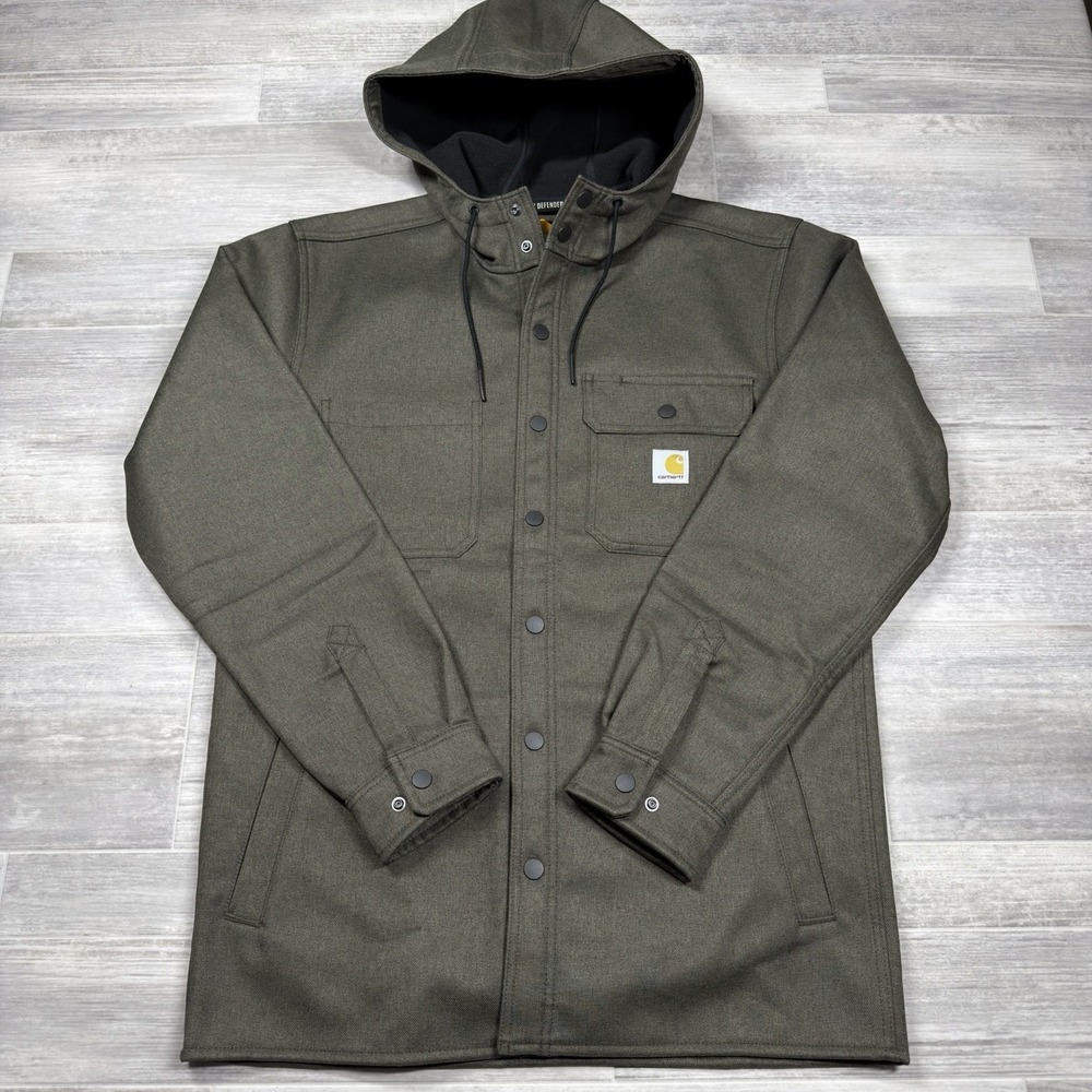 Men's Carhartt Color Moss Rain Defender Hooded Jacket Relaxed Fit Small NWT - Picture 2 of 7